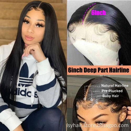 Original Real Ali HD Transpareant Swiss Lace Frontal13x6 Deep Parting Virgin Human Hair Lace Front Wigs Invisible Lace Frontal
